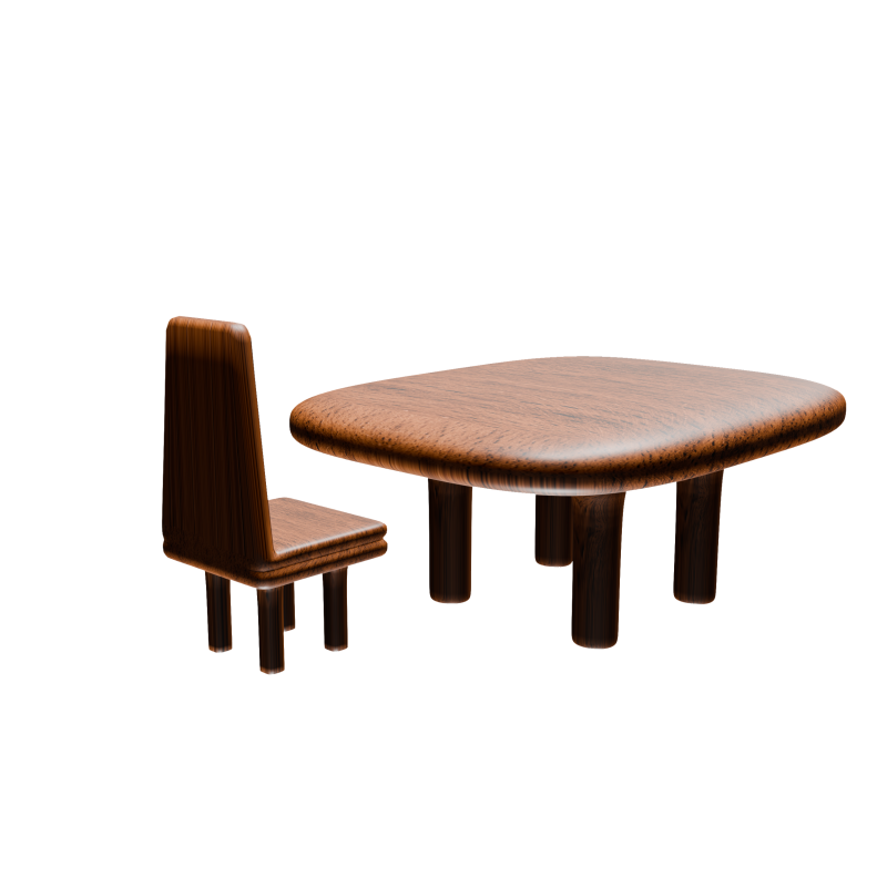Chair and Table 3D Модель .c4d .max .obj .3ds .fbx .stl .blend