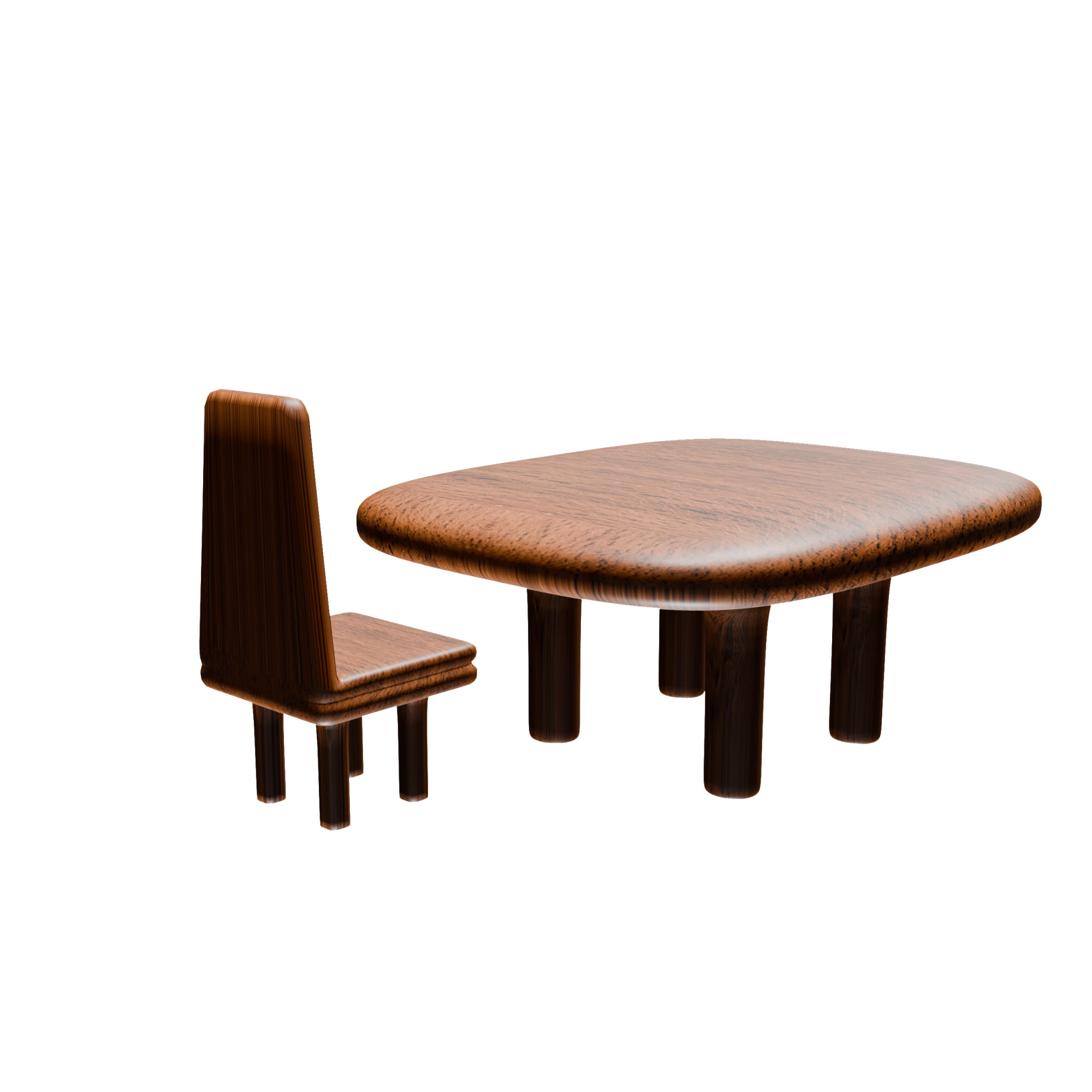 Chair and Table 3D Model .c4d .max .obj .3ds .fbx .stl .blend 