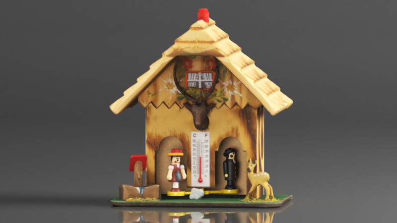 German Black Forest weather house TU 3D-printmodel .c4d .max .obj .3ds .fbx .stl .blend