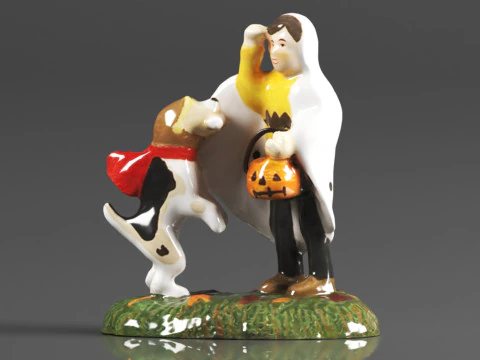 B&ouml;l&uuml;m 56 Kar K&ouml;y&uuml; Cadılar Bayramı Aksesuarları Fıstık Snoopys Treat No Tricks Heykelcik 3D Baskı Modeli