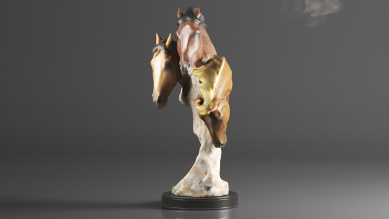 Wild at Heart Horse Sculpture Earth Tones Modèles 3D en vedette .c4d .max .obj .3ds .fbx .stl .blend 