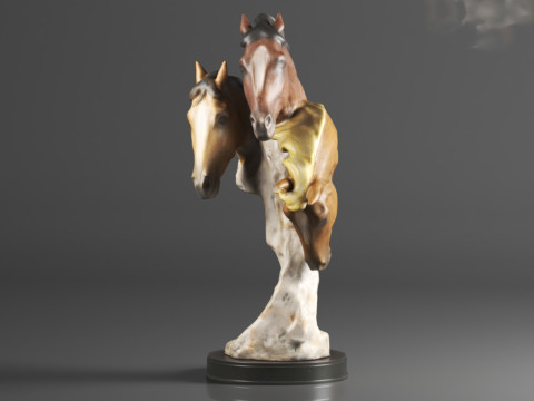 Wild at Heart Horse Sculpture Earth Tones Modèles 3D en vedette