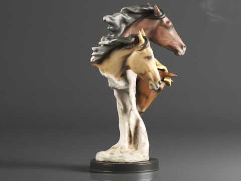 Wild at Heart Horse Sculpture Earth Tones 3D Print Model