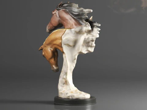 Wild at Heart Horse Sculpture Earth Tones 3D Print Model
