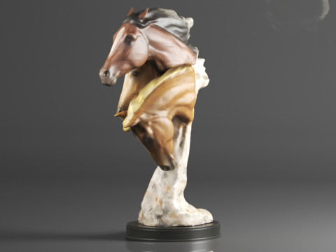 Wild at Heart Horse Sculpture Earth Tones Modèles 3D en vedette