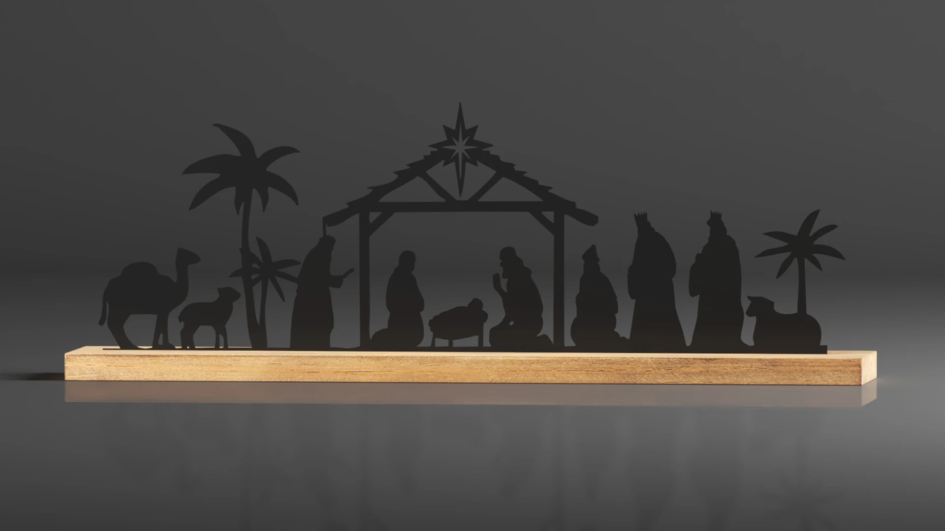 Pinkunn Nativity Sets for Christmas Indoor Decor Black Metal Nativity Scene 3D Print Model .c4d .max .obj .3ds .fbx .stl .blend