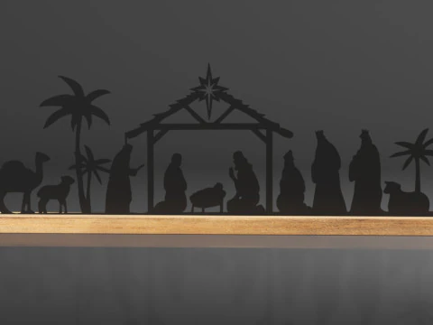 Presepe Pinkunn per decorazioni natalizie per interni Presepe in metallo nero Modello di stampa 3D