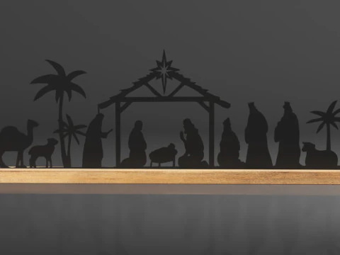 Pinkunn Nativity Sets for Christmas Indoor Decor Black Metal Nativity Scene 3D Print Model
