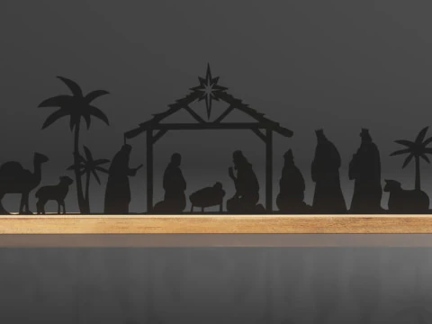 Pinkunn Nativity Sets for Christmas Indoor Decor Black Metal Nativity Scene 3D Print Model