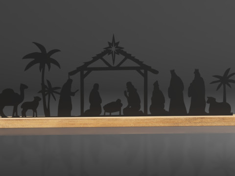 크리스마스 실내 장식 블랙 메탈 성탄 장면을 위한 Pinkunn 성탄 세트 3D 프린트 모델