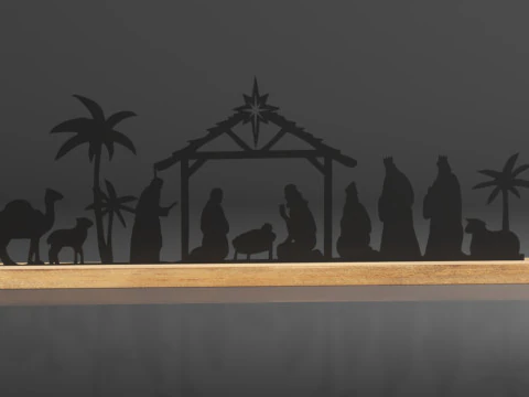 Pinkunn Nativity Sets for Christmas Indoor Decor Black Metal Nativity Scene 3D Print Model