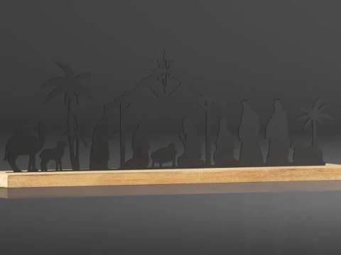 Pinkunn Nativity Sets for Christmas Indoor Decor Black Metal Nativity Scene 3D Print Model