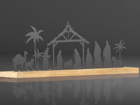 Pinkunn Nativity Sets for Christmas Indoor Decor Black Metal Nativity Scene 3D Print Model
