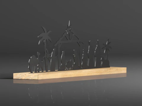 Pinkunn Nativity Sets for Christmas Indoor Decor Black Metal Nativity Scene 3D Print Model