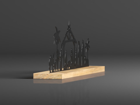 크리스마스 실내 장식 블랙 메탈 성탄 장면을 위한 Pinkunn 성탄 세트 3D 프린트 모델