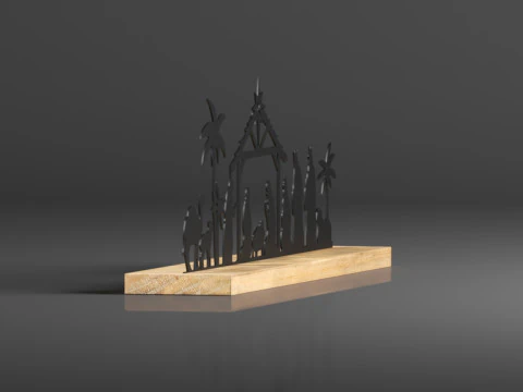 Pinkunn Nativity Sets for Christmas Indoor Decor Black Metal Nativity Scene 3D Print Model
