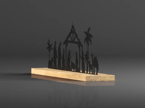 Pinkunn Nativity Sets for Christmas Indoor Decor Black Metal Nativity Scene 3D Print Model
