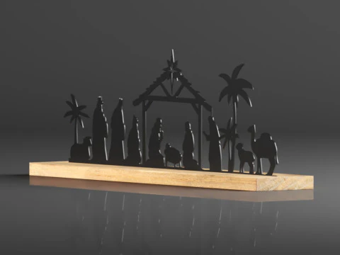 Pinkunn Nativity Sets for Christmas Indoor Decor Black Metal Nativity Scene 3D Print Model