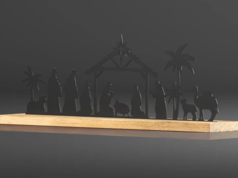Pinkunn Nativity Sets for Christmas Indoor Decor Black Metal Nativity Scene 3D Print Model