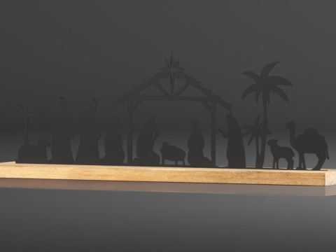 크리스마스 실내 장식 블랙 메탈 성탄 장면을 위한 Pinkunn 성탄 세트 3D 프린트 모델