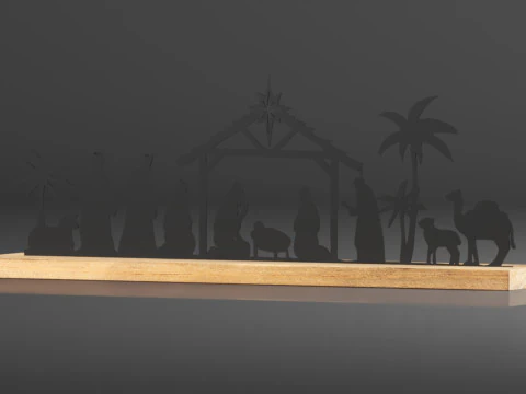 Pinkunn Nativity Sets for Christmas Indoor Decor Black Metal Nativity Scene 3D Print Model