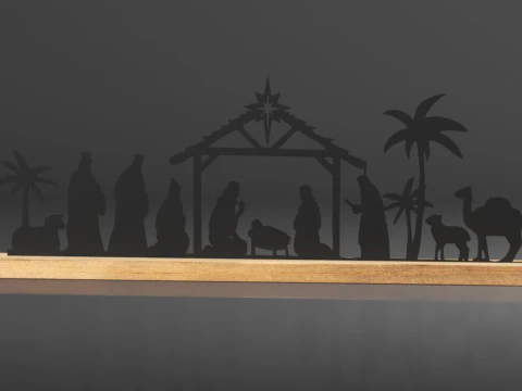 Pinkunn Nativity Sets for Christmas Indoor Decor Black Metal Nativity Scene 3D Print Model