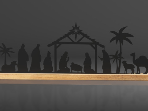 크리스마스 실내 장식 블랙 메탈 성탄 장면을 위한 Pinkunn 성탄 세트 3D 프린트 모델