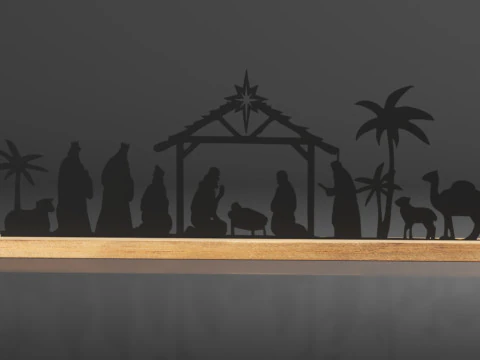 Pinkunn Nativity Sets for Christmas Indoor Decor Black Metal Nativity Scene 3D Print Model