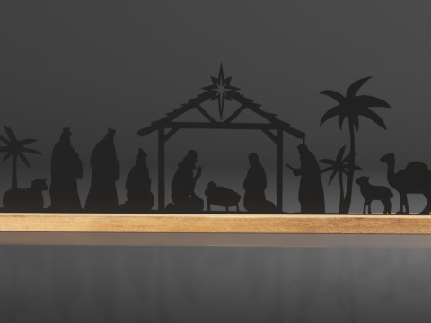 크리스마스 실내 장식 블랙 메탈 성탄 장면을 위한 Pinkunn 성탄 세트 3D 프린트 모델