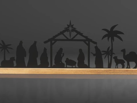 Pinkunn Nativity Sets for Christmas Indoor Decor Black Metal Nativity Scene 3D Print Model