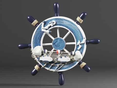 Nautical Boat Steering Rudder Ornament Wooden Rudder Wall Decor For Beach Restaurant Or Parties 3D Print Model