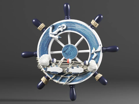 Nautical Boat Steering Rudder Ornament Wooden Rudder Wall Decor For Beach Restaurant Or Parties 3D Print Model