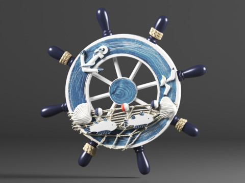 Nautical Boat Steering Rudder Ornament Wooden Rudder Wall Decor For Beach Restaurant Or Parties 3D Print Model