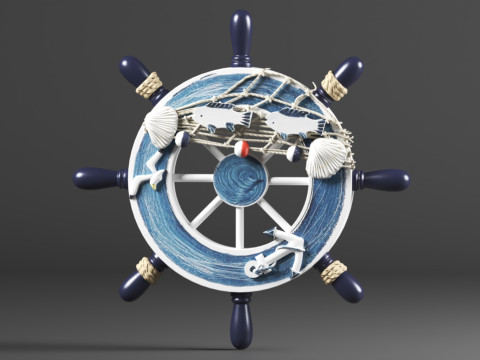 Nautical Boat Steering Rudder Ornament Wooden Rudder Wall Decor For Beach Restaurant Or Parties 3D Print Model