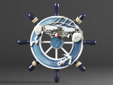 Nautical Boat Steering Rudder Ornament Wooden Rudder Wall Decor For Beach Restaurant Or Parties 3D Print Model