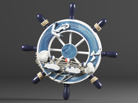 Nautical Boat Steering Rudder Ornament Wooden Rudder Wall Decor For Beach Restaurant Or Parties 3D Print Model