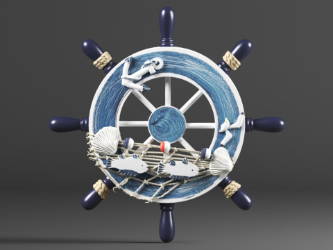 Nautical Boat Steering Rudder Ornament Wooden Rudder Wall Decor For Beach Restaurant Or Parties 3D Print Model