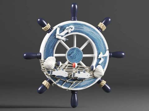 Nautical Boat Steering Rudder Ornament Wooden Rudder Wall Decor For Beach Restaurant Or Parties 3D Print Model