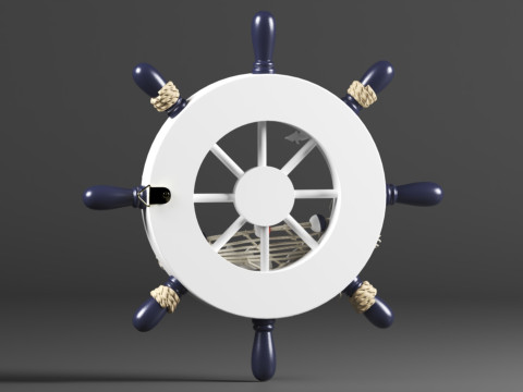 Nautical Boat Steering Rudder Ornament Wooden Rudder Wall Decor For Beach Restaurant Or Parties 3D Print Model