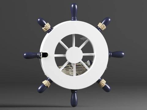 Nautical Boat Steering Rudder Ornament Wooden Rudder Wall Decor For Beach Restaurant Or Parties 3D Print Model