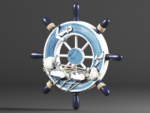 Nautical Boat Steering Rudder Ornament Wooden Rudder Wall Decor For Beach Restaurant Or Parties 3D Print Model