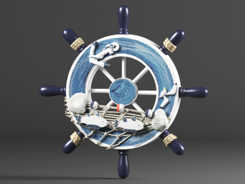 Nautical Boat Steering Rudder Ornament Wooden Rudder Wall Decor For Beach Restaurant Or Parties 3D Print Model