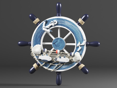 Nautical Boat Steering Rudder Ornament Wooden Rudder Wall Decor For Beach Restaurant Or Parties 3D Print Model