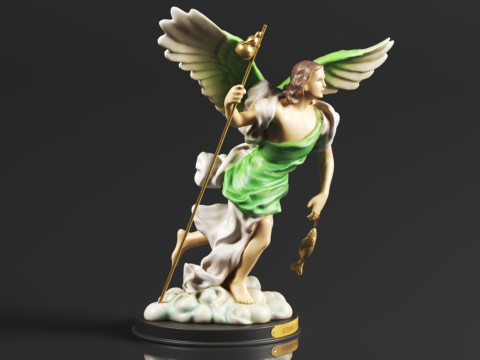 Ebros Catholic Church Archangel of The Angelic Council Saint Raphael with Healing Staff Colorful Sta Modelo de impresión 3D