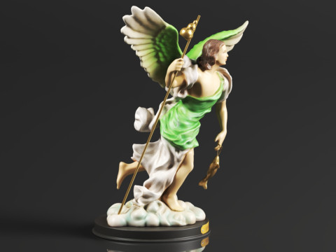 Ebros Catholic Church Archangel of The Angelic Council Saint Raphael with Healing Staff Colorful Sta 3D Print Model