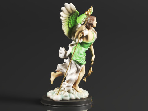 Ebros Catholic Church Archangel of The Angelic Council Saint Raphael with Healing Staff Colorful Sta 3D Print Model
