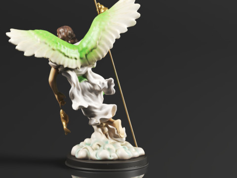 Ebros Catholic Church Archangel of The Angelic Council Saint Raphael with Healing Staff Colorful Sta 3D Print Model