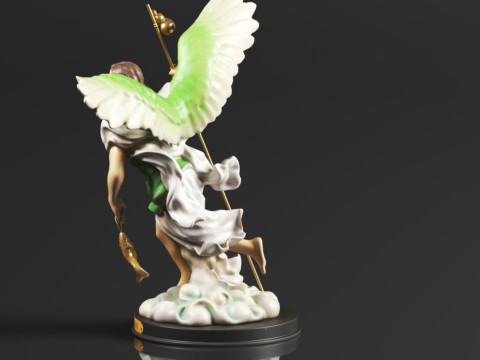 Ebros Catholic Church Archangel of The Angelic Council Saint Raphael with Healing Staff Colorful Sta 3D Print Model