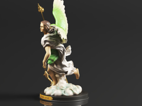 Ebros Catholic Church Archangel of The Angelic Council Saint Raphael with Healing Staff Colorful Sta 3D Print Model