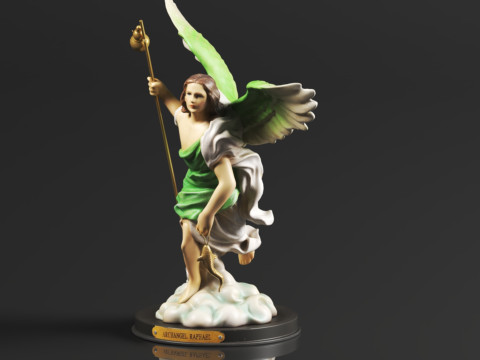 Ebros Catholic Church Archangel of The Angelic Council Saint Raphael with Healing Staff Colorful Sta 3D Print Model